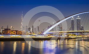 Dubai city skyline at night.