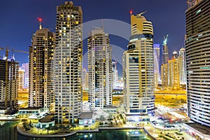 Dubai city skyline at night