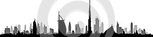 Dubai City Skyline Panorama Vector