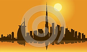 Dubai city skyline silhouette