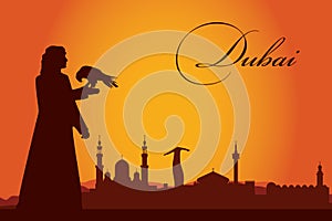 Dubai city skyline silhouette background