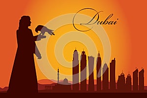 Dubai city skyline silhouette background