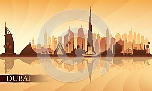 Dubai city skyline silhouette background