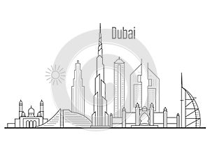 Dubai city skyline - towers and landmarks cityscape
