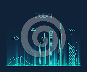 Dubai City skyline Trendy vector line art