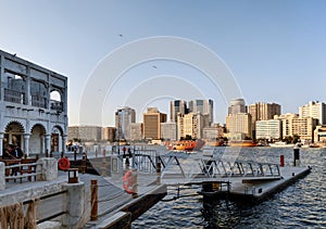 Dubai creek, the old and historic side of Dubai city | Old Arabian architecture and buildings | Al Seef District, outdoor aera