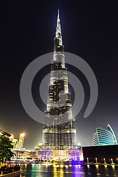 Dubai Downtown and Burj Khalifa at night