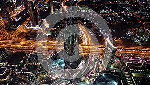 Dubai downtown at night, United Arab Emirates