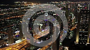 Dubai downtown at night, United Arab Emirates