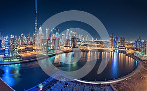 Dubai Downtown Panoramic View with Burj Khalifa in the background and Business bay in the foreground united arab emirates