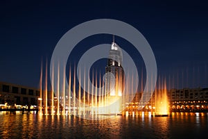 The Dubai Fountain performs and dances to the beat of the music