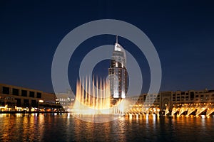 The Dubai Fountain performs and dances to the beat of the music