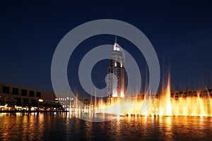 The Dubai Fountain performs and dances to the beat of the music