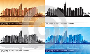 Dubai Jumeirah Lakes Towers skyline silhouette Set