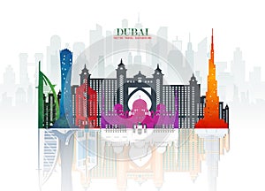 Dubai Landmark Global Travel And Journey paper background. Vector Design Template.used for your advertisement, book, banner,