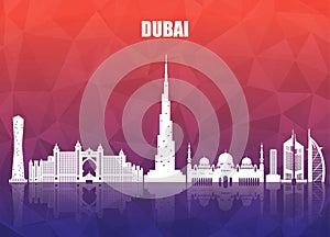 Dubai Landmark Global Travel And Journey paper background. Vector Design Template.used for your advertisement, book, banner, temp
