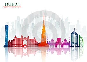 Dubai Landmark Global Travel And Journey paper background. Vector Design Template.used for your advertisement, book, banner, temp