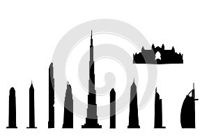 Dubai landmarks isolated