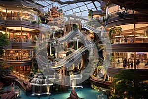 Dubai Mall in Dubai, United Arab Emirates. Dubai was the fastest developing city, A bustling multi-level shopping mall with a