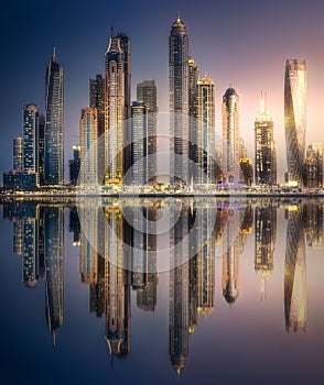 Dubai Marina bay view from Palm Jumeirah, UAE