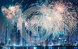 Dubai Marina bay view from Palm Jumeirah, UAE