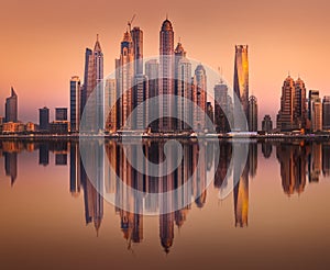 Dubai Marina bay view from Palm Jumeirah, UAE