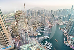 Dubai Marina buildings along artificial canal