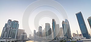 Dubai Marina buildings at dusk