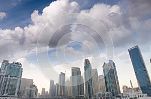 Dubai Marina buildings at dusk