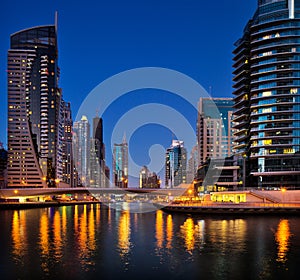 Dubai Marina, Dubai, UAE at Dusk