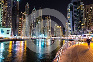 Dubai marina at night