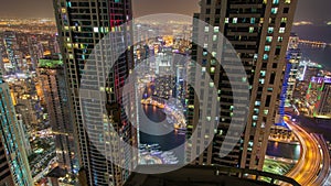 Dubai Marina night cityscape timelapse