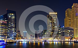 Dubai marina night scene in the UAE