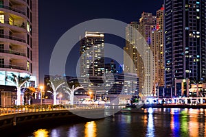 Dubai marina night scene in the UAE