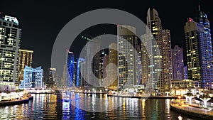 Dubai Marina night time lapse, United Arab Emirates