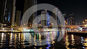 Dubai Marina night time lapse, United Arab Emirates
