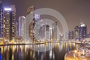 Dubai Marina at night, United Arab Emirates