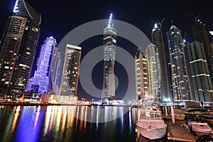 Dubai Marina at night, United Arab Emirates