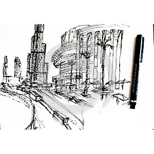 Dubai marina sketch