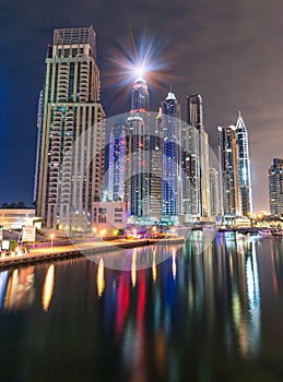 Dubai Marina Skyline by Night