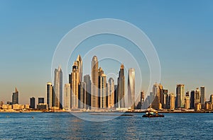 Dubai marina skyline in United Arab Emirates