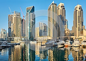 Dubai marina skyline in United Arab Emirates