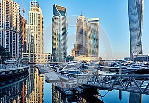 Dubai marina skyline in United Arab Emirates