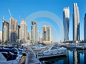 Dubai marina skyline in United Arab Emirates