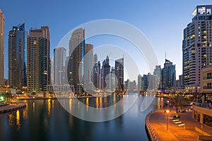 Dubai Marina skyscraper skyscrapers twilight night blue hour