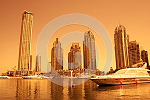 Dubai Marina during sunset