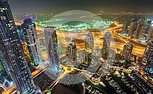 Dubai Marina Towers View at night