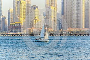 Dubai Marina Waterfront Skyscraper, Residential and Business Skyline in Dubai Marina, United Arab Emirates