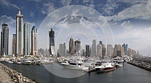 Dubai Marina with Yachts and boats