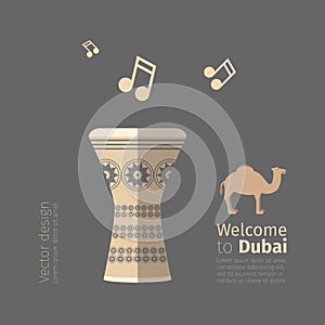 Dubai musical poster. Flat icon. Vector